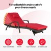Set of 2 Outdoor Lounge Chair 5-Position Chaise Lounge Wicker Long Reclining Chair Lawn Sunbathing Chairs with Cushion, Gray/Beige/Blue/Red-ModernLuxe - 3 of 4