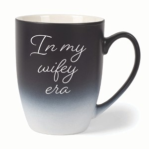 Elanze Designs In My Wifey Era Two Toned Ombre Matte 10 ounce New Bone China Coffee Tea Cup Mug For Your Favorite Morning Brew, Black and White - 1 of 4