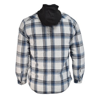 Burnside Men's Zip Front Lined Flannel Hoodie | Gray & Blue Plaid X-Large — фото 3