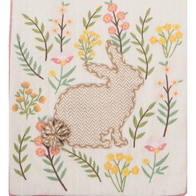 Garden Spring Easter Bunny Embroidered Polyester Table Runner