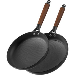 Cast Iron Skillets, 10 Inch 12 Inch Non Stick Frying Pans, 2 Piece Cookware Set Cast Iron Pans, Egg Pans Nonstick, Oven Safe Dishwasher Safe - 1 of 4