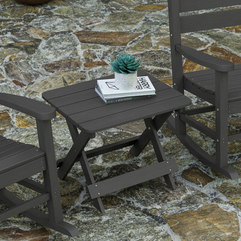 Merrick Lane Outdoor Folding Side Table, Portable All-Weather HDPE Adirondack Side Table, 5 of 13