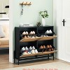 Hallways Rattan Shoe Cabinet Freestanding Shoe Storage Cabinet w/4 Flip Drawers Shoe Rack Organizer w/ 2-Tier Adjustable Shelves - 3 of 4