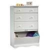 Sauder Pogo 3 Drawer Chest with Storage Bin Soft White: Vertical Dresser for Bedroom, MDF Laminate Finish, Metal Hardware - 3 of 4