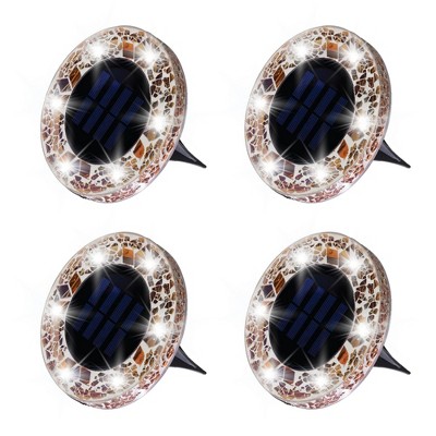 Tan Mosaic Solar Powered LED Pathway Lights, Set of 4