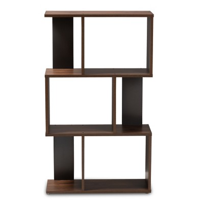 Contemporary Brown and Dark Grey Staggered Display Bookcase