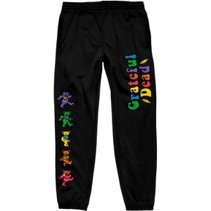 Grateful Dead Band Colorful Bears & Text Mens Black Graphic Print Sweatpants - 1 of 1