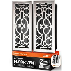 Home Intuition Victorian Floor Vent Cover 2X10 Inch with Mesh Cover Trap Heat and Air Walkable Metal Floor Vent for HVAC Duct, Satin Nickel - 1 of 4