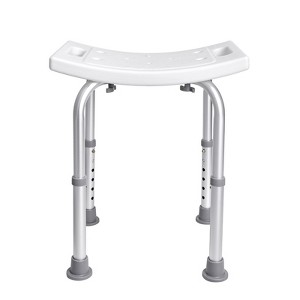 VEVOR Shower Chair, Adjustable Height Shower Stool with Built-in Handles, for Elderly Disabled Handicap, 158.8 kg Capacity,White - 1 of 4