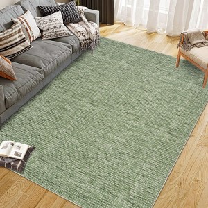 Contemporary Neutral Area Rugs Washable Solid Rug Low Pile Non Slip Foldable Floor Carpet for Living Room - 1 of 4