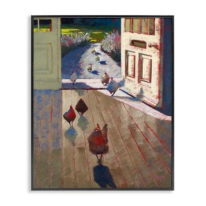 Stupell Industries Chickens Strolling Through Farmhouse Doorway Contemporary Strokes Framed Giclee Art - 1 of 4