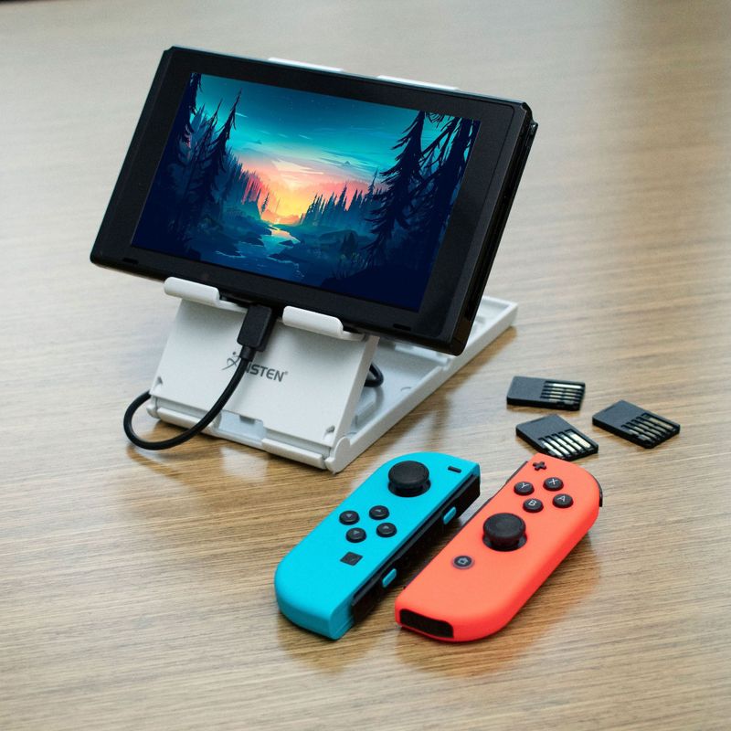 Insten Play Stand For Nintendo Switch / Lite / OLED Model Console, Multi Angle Adjustable Foldable Playstand Holder, 7 Game Card Storage, Gray, 2 of 10