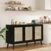 Lirago Natural Rattan Sideboard with 3 Doors-Kitchen & Living Room Storage Cabinet Black - 2 of 4