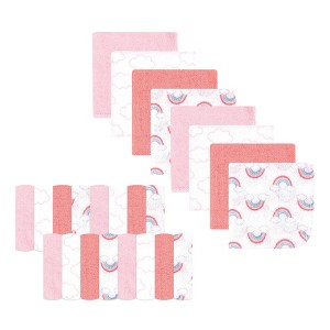 Luvable Friends Baby Girl Super Soft Bundle Washcloths, Pink Clouds, One Size - 1 of 1