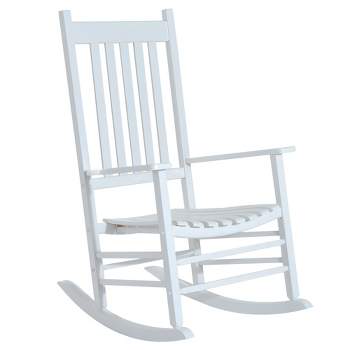 Outsunny Wooden Rocking Chair Indoor / Outdoor Rocker with High Back for Patio, Porch