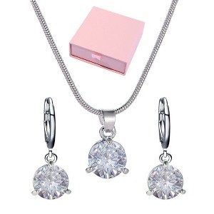 Elegant Necklace + Earring Set Premium Alloy Construction with Cubic Zirconia Accents Luxury Style Round Diamond Design - 1 of 4