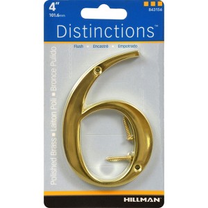Hillman Distinctions 4 in. Gold Zinc Die-Cast Screw-On Number 6 1 pc (Case of 3) - 1 of 1