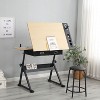 KTMBDW Height Adjustable Drafting Table, Drawing Table, Tilting Tabletop Art Craft Desk w/2 Storage Drawers and Stool for Home Office - 3 of 4