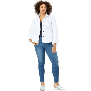 Roaman's Women's Plus Size Essential Stretch Denim Jacket - 1 of 4