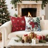 Christmas Throw Pillow Covers 18x18 Inch Set of 4, Scottish Tartan Plaid Snowman Reindeer Winter Red - 3 of 3