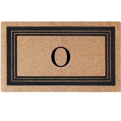 A1HC Natural Coir and PVC Backing 18"x30" Classic Border Monogrammed Flock Door Mat, Anti-Shed Doormat