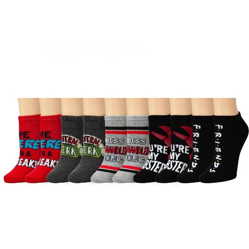 HYP Friends TV Series Themed Quotes Novelty Adult Ankle Socks - 5 Pairs - image 1 of 4