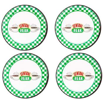 Silver Buffalo Friends Central Perk Checkerboard Logo 10-Inch Melamine Dinner Plates | Set of 4