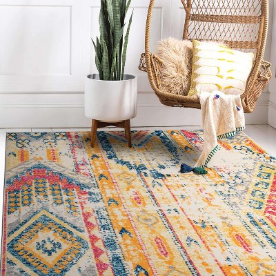 Bohemian Geometric Easy-Care Multicolor 5' x 7' Area Rug