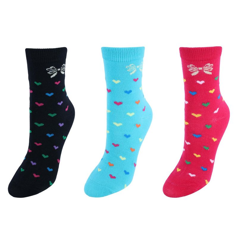 CTM Women's Assorted Hearts Patterned Crew Socks (3 Pairs), 1 of 5