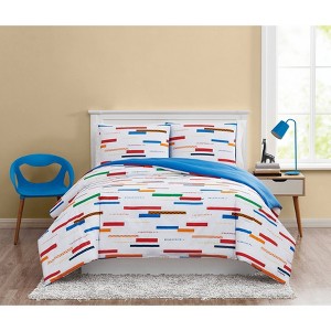 Crayola Serpentine Striped Comforter Set White - 1 of 4