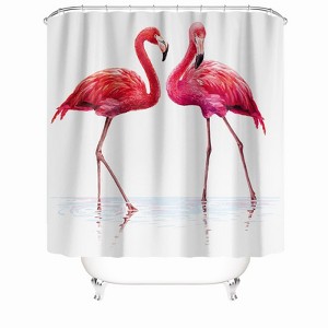 Two Flamingos Shower Curtains for Bathroom Waterproof Fabric Bath Curtain Durable Soft Stylish Bathroom Decor 72x72 Inch - 1 of 1