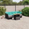 vidaXL Patio Sofa Set with Cushions Outdoor Furniture 7 Piece Poly Rattan - Black without storage - 3 of 4