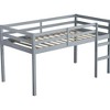 PAGED Rubber Wood Twin Size Loft Bed, Modern Low Bed Frame with Ladder and Guardrail, Bunk Bed for Boy and Girl - 3 of 4