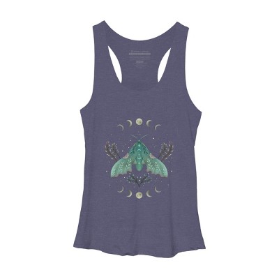 Women's Design By Humans Luna and Moth By EpisodicDrawing Racerback Tank Top