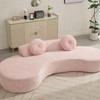 SYFERLORY [VIDEO PROVIDED]105.5''Curved Sofa, Modern Minimalist Sofa, Cloud Couch Sofa 3-4 Seater Couch with 2 Pillows,Bedroom，Pink - 2 of 4