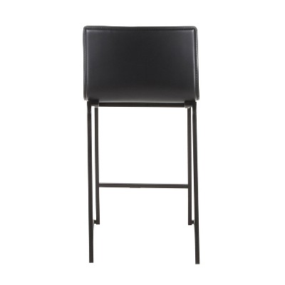 Mara 26" Black Faux Leather and Metal Counter Stools Set
