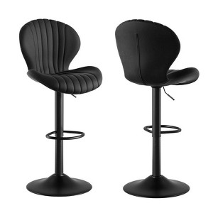 Dexmalle Black Swivel Bar Stools Chairs with Adjustable Height - 1 of 4