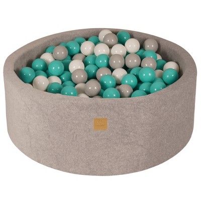 MeowBaby 35 by 11.5 Inches Soft Round Foam Ball Pit with 200 Full Foam, 2.75 Inch Balls & Zippered Covered, Light Grey: Turquoise/Grey/White