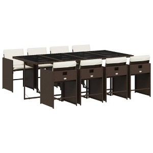 vidaXL 5 Piece Patio Dining Set with Cushions Poly Rattan - 1 of 4