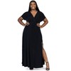 24seven Comfort Apparel Plus Size Flutter Sleeve Metallic Knit Maxi Dress Front Slit Empire Waist - 4 of 4