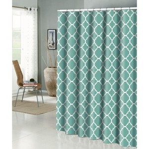 Kate Aurora Aqua Trellis Clover Lattic Design Fabric Shower Curtain - 70 in. W x 72 in. L - 1 of 1
