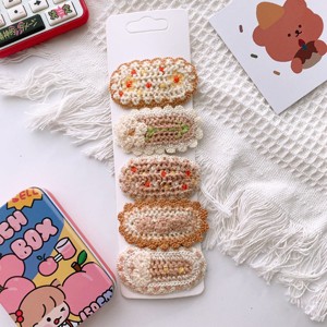 MyKids-USA Versatile Knit Hair Clip With Sweet Floral Design For Girly Charm 5-Piece Set - 1 of 4