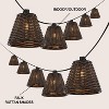 JONATHAN Y Payton 10-Light Indoor/Outdoor 10 ft. Classic Cottage LED G40 Faux-Rattan Shaded String Lights - 3 of 4