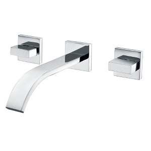 Sumerain Wall Mount Lavatory Faucet Two Handle Bathroom Faucet Brass Chrome - 1 of 4