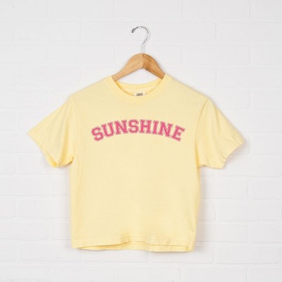 Simply Sage Market Women's Sunshine Block Short Sleeve Relaxed Fit Cropped Tee