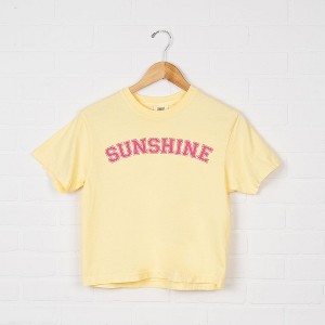 Simply Sage Market Women's Sunshine Block Short Sleeve Relaxed Fit Cropped Tee - 1 of 3