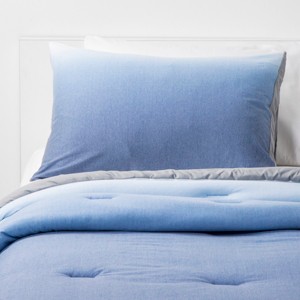 2pc Twin Jersey Ombre Comforter Set Navy - Pillowfort , Blue