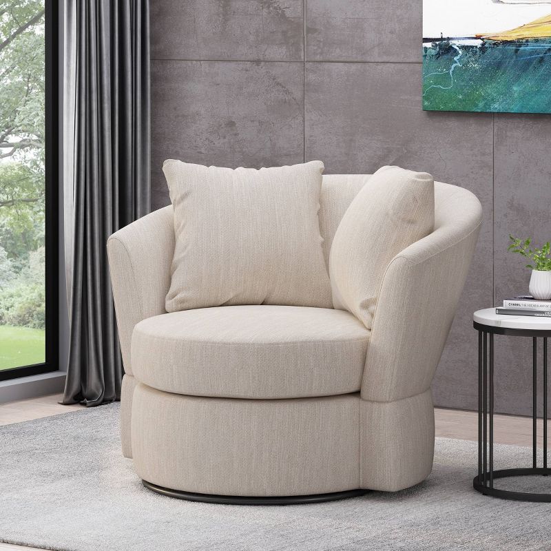 Smyrna Contemporary Upholstered Swivel Club Chair - Christopher Knight Home, 3 of 11