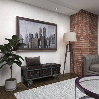 Industrial Brown Wood Tripod Floor Lamp with Empire Shade