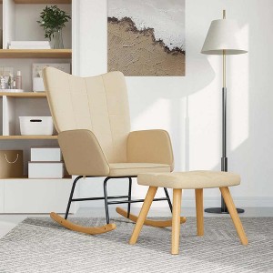 CLIHOME Modern Rocking Chair and Ottoman Set,Recliner Chair with Adjustable Headrest,Fabric Upholstered Glider for Living Room,Bedroom - 1 of 4